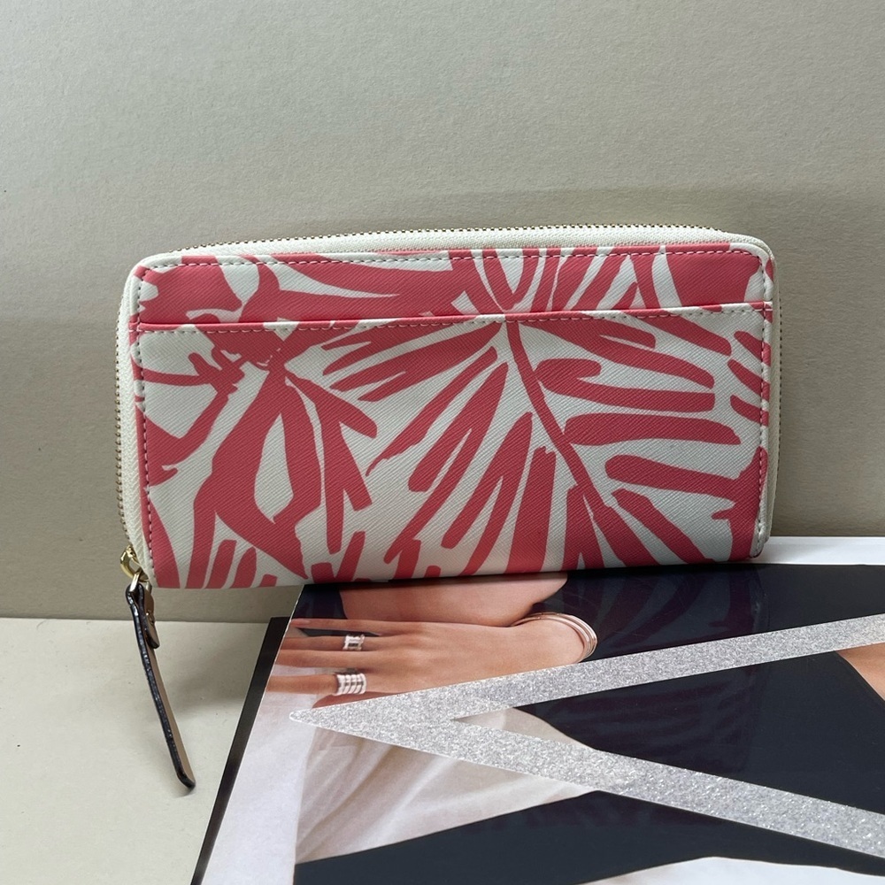 (new+tag) Kate Spade neda wallet brightwater drive blush pink feather leaves - Picture 7 of 12